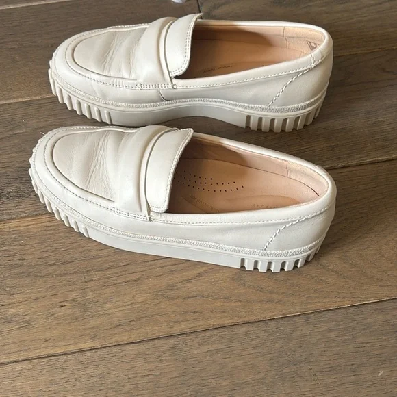 Clarks Cream Flats with Rugged Sole - Picture 7 of 12